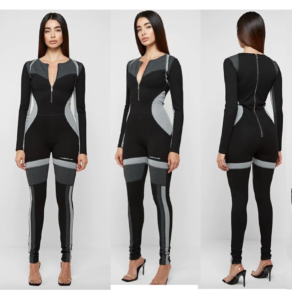 Maniere De Voir COLOUR BLOCK JUMPSUIT - BLACK US12